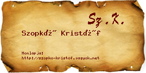 Szopkó Kristóf névjegykártya